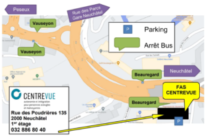 Plan d'accès Poudrières 135, 2000 Neuchâtel